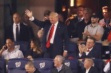 Donald Trump booth at the World Series