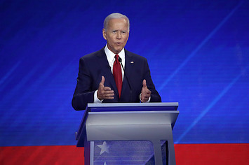 Joe Biden speaks during the Democratic Presidential Debate.