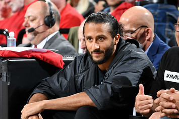 Colin Kaepernick attends Game Four of the Western Conference Finals