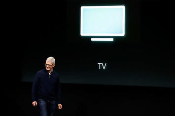 Tim Cook at an Apple unveiling event.
