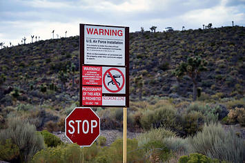 Signage displaying warnings outside of Area 51