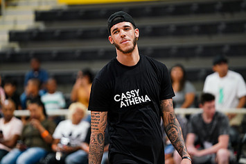 Lonzo Ball smiles at Jordan Bell's First Annual Race to Erase MS Celebrity Basketball Game.