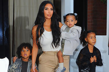 Kim Kardashian and the Kids seen leaving Hotel to attend a Sunday church service in Queens.