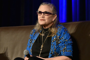 Actress Carrie Fisher speaks onstage during Wizard World Comic Con