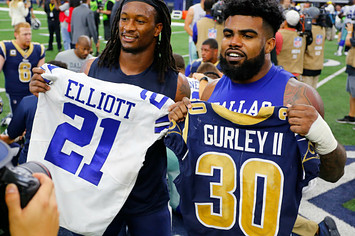 Los Angeles Rams' Todd Gurley and Dallas Cowboys' Ezekiel Elliott