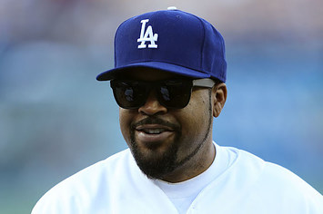 Ice Cube attends the MLB game between the Detroit Tigers and the Los Angeles Dodgers.