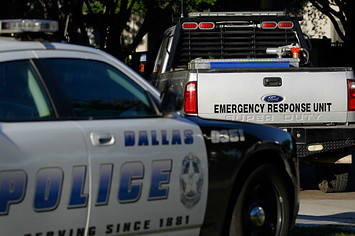 A Dallas police car and an emergency response vehicle