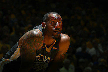 Andre Iguodala looks on during Game Four of the NBA Finals.