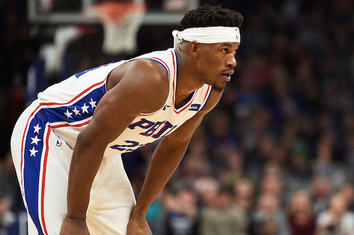 The headband of Jimmy Butler of the Philadelphia 76ers is seen during  News Photo - Getty Images