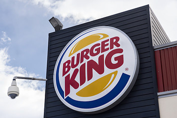 Burger King multinational fast food burger restaurant sign seen in Spain.