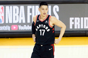 Jeremy Lin #17 of the Toronto Raptors looks on