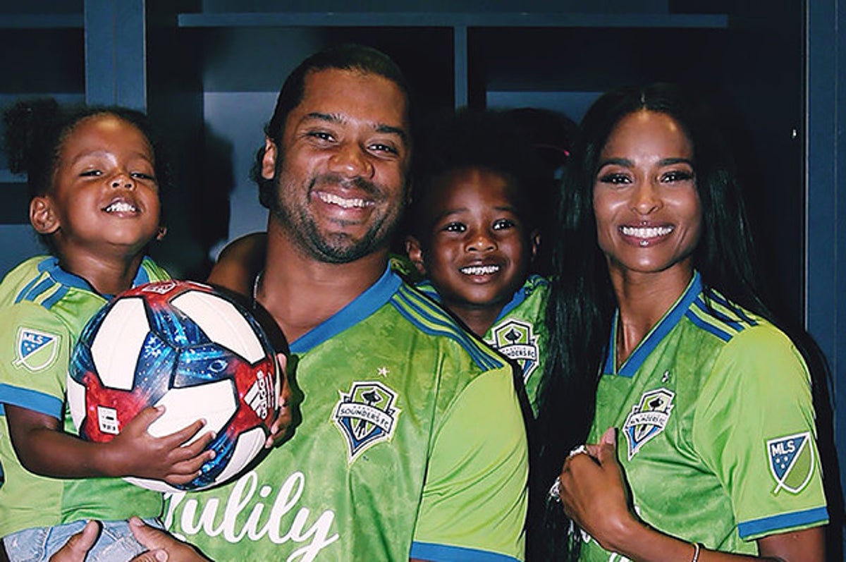 Ciara and Russell Wilson play football with their children ahead