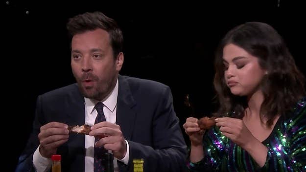 Fallon is brought to tears while enduring an abbreviated version of the 'Hot Ones' experience.
