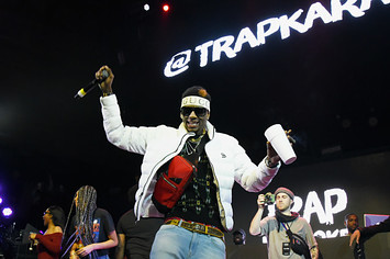 Soulja Boy performs onstage during Pandora Live + Trap Karaoke
