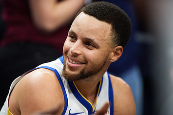Stephen Curry looks on during game against the Minnesota Timberwolves.