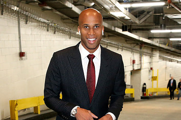 Richard Jefferson arrives to the game between the Brooklyn Nets and the New York Knicks.