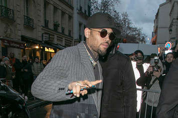 Rapper Chris Brown is seen on January 17, 2019 in Paris, France