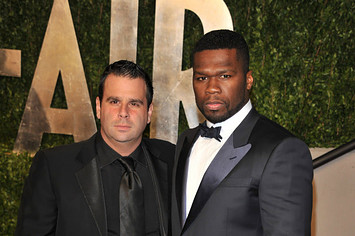 Randall Emmett and Curtis '50 Cent' Jackson arrive at the Vanity Fair Oscar party