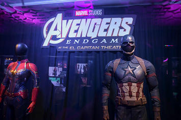 Captain America suit during 'Avengers' event at El Capitan Theater