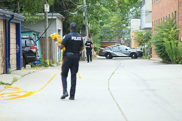 The alley off Bowden shootout, location of police car