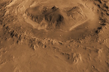 A computer generated view of Mars' Gale crater.