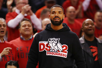 Rapper Drake attends game four of the NBA Eastern Conference Finals
