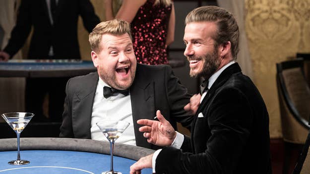 James Corden decided to prank Beckham by passing off an ugly, fake statue as the finished product.