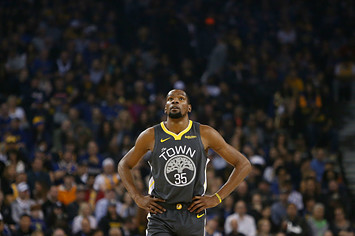 Kevin Durant looks on during the game against the Los Angeles Lakers