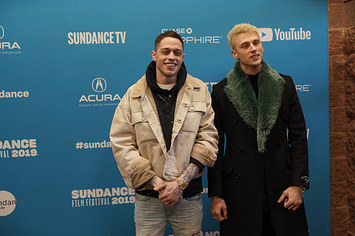 Pete Davidson and Colson Baker attend the World Premiere of Big Time Adolescence
