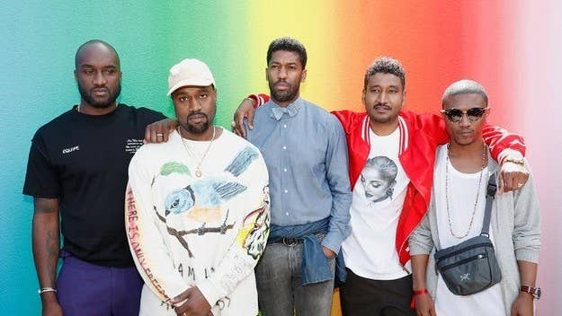 Virgil Abloh looks back on the 2009 photo of him, Kanye West, Taz Arnold, Chris Julian, Fonzworth Bentley, and Don C by Tommy Ton at Paris Fashion Week.
