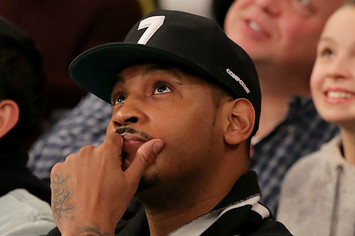 Former New York Knicks Carmelo Anthony attends the game