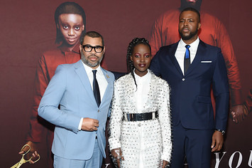 Jordan Peele, Lupita Nyong'o and Winston Duke attend the 'US' premiere