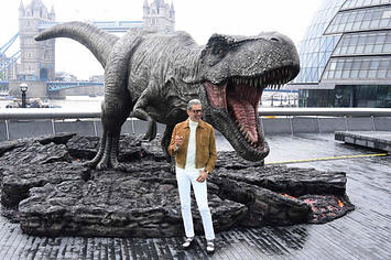 Jeff Goldblum with a fake dinosaur