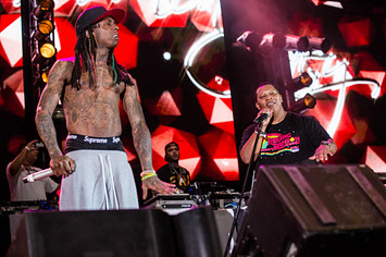 Lil Wayne (L) and Mannie Fresh perform at Lil Weezyana Festival
