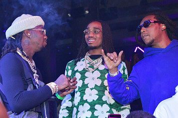 Offset, Quavo and Takeoff of the group Migos and attend a Party at Story Nightclub