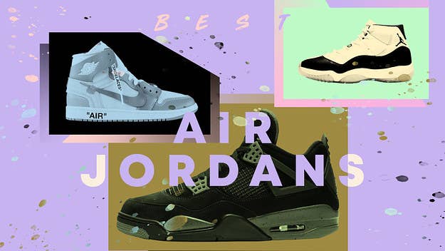 The best sneakers of 2018 include the Air Jordan 11 "Concord," Off-White x Air Jordan 1 "White," Travis Scott x Air Jordan 4, and Air Jordan 3 "Black/Cement."