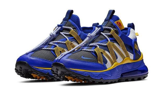 Nike's ACG version of the Air Max 270 runner, the Bowfin, takes on Golden State Warriors-themed colors in this forthcoming release.
