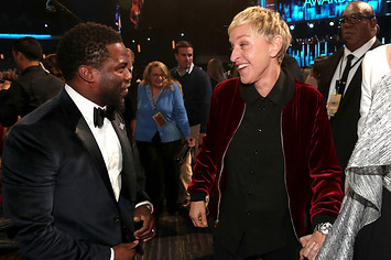 Kevin Hart and Ellen DeGeneres attend the People's Choice Awards 2017.