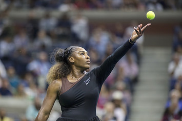 Serena Williams of the United States in action against Naomi Osaka of Japan.