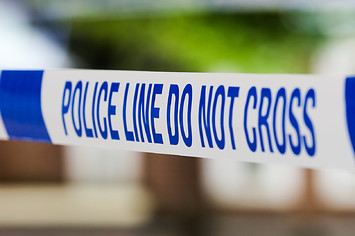 Police tape seen around the crime scene in London.