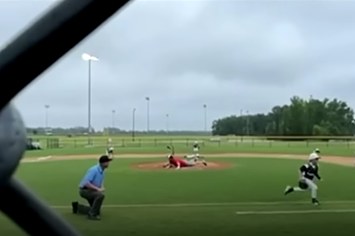 Little leaguers can be seen running for cover after gunfire erupts during game.
