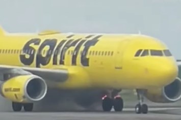 Brakes on Spirit Airlines plane caught on fire after landing.