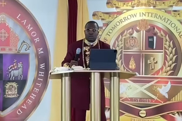 Brooklyn bishop Lamor Whitehead as he's robbed at gunpoint during a sermon