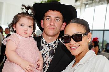 Cassie and husband Alex Fine attend the Preakness