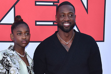 Dwayne Wade and his daughter Zaya Wade arrive for the "Cheaper by the Dozen" Disney premiere.