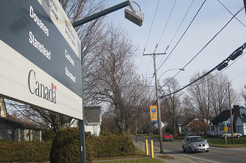 Canusa Avenue is pictured on November 13, 2009 in the Canadian-US border village of Stanstead, Canada