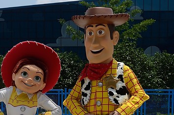 Woody and Jessie greet visitors at the Toy Story Hotel at Shanghai Disney Resor