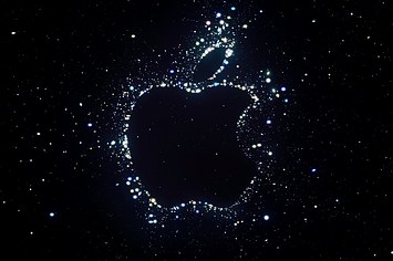 An Apple logo from the company's latest event