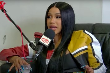 Cardi B is pictured in an interview setting
