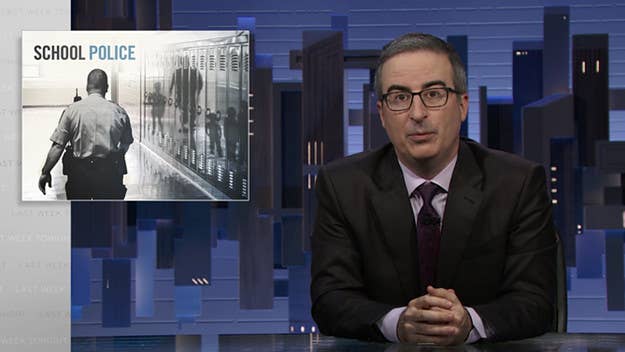 In an extensive segment on 'Last Week Tonight,' John Oliver gave his input on the gun control debate and criticized calls for more police in schools.